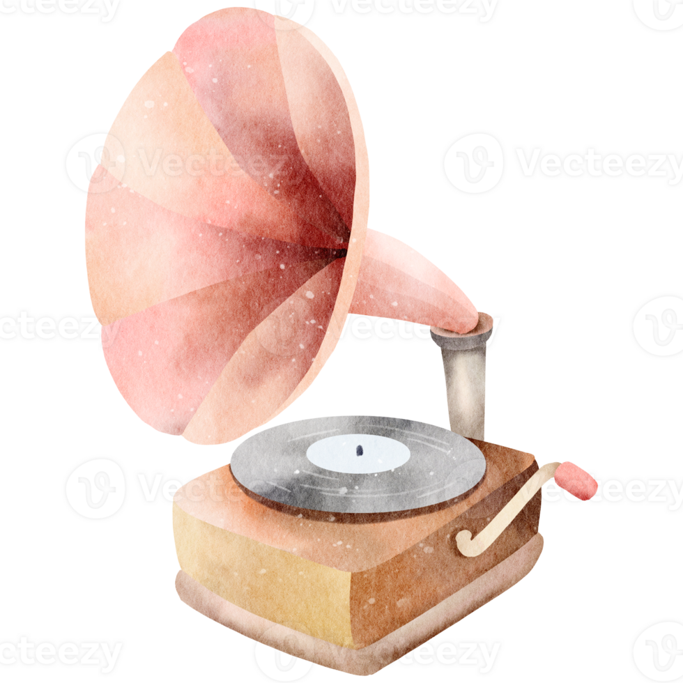 Watercolor record player png