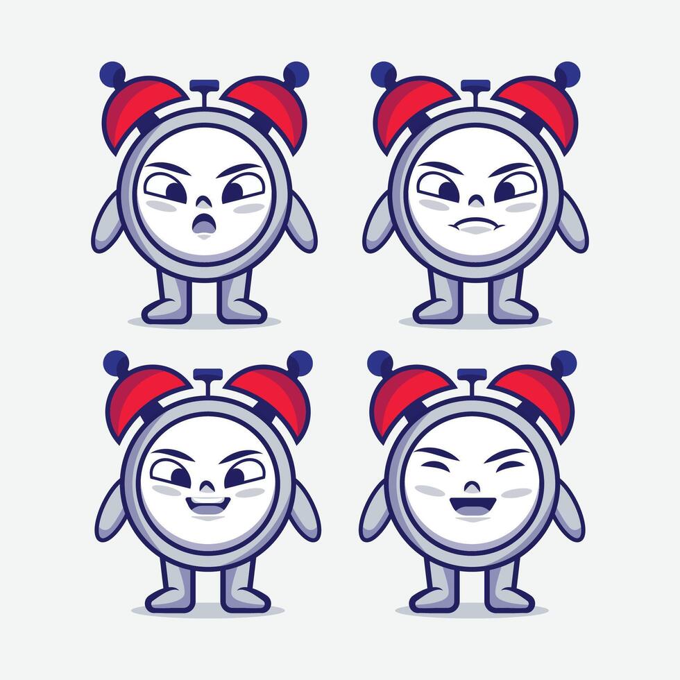 cute clock character mascot vector illustration flat design icon watch