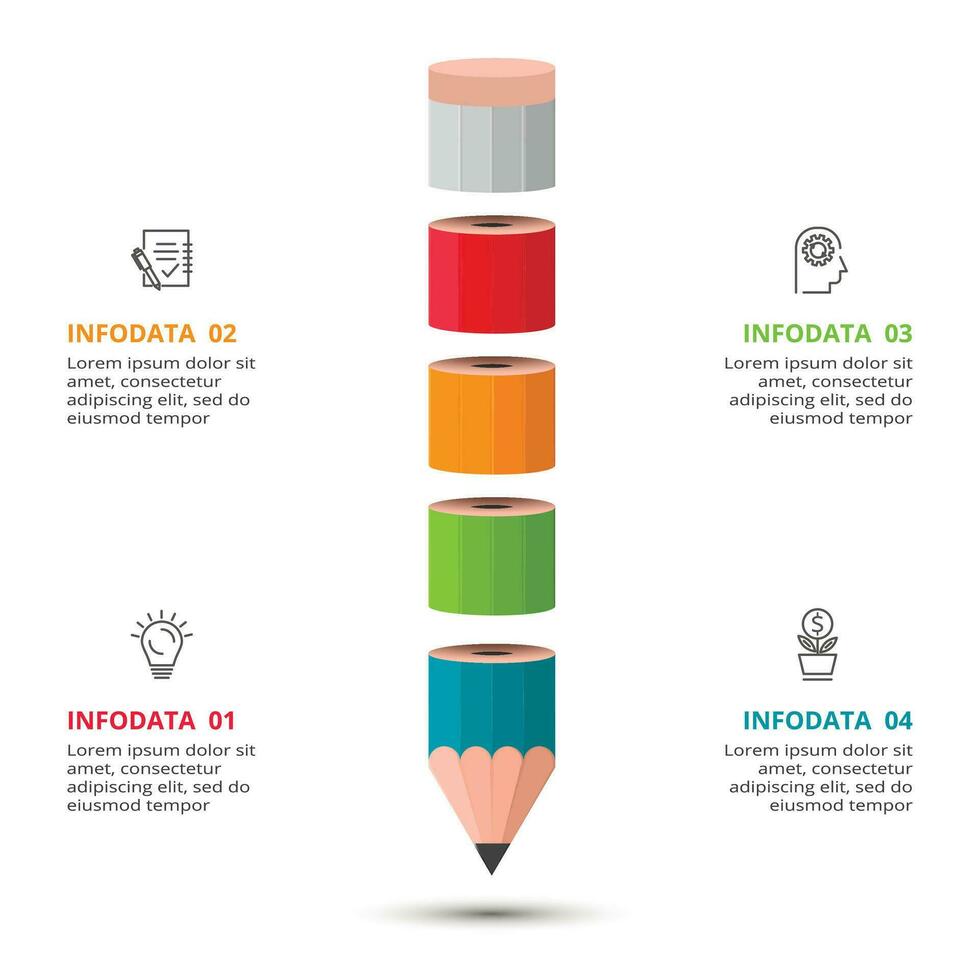 creativo concepto para infografía con 4 4 pasos, opciones, partes o procesos. negocio datos visualización. vector