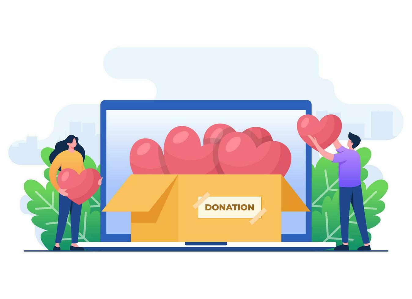 Online donation concept flat illustration concept vector template, Financial support and fundraising concept, Nonprofit organization, Supporting and giving help, Volunteering, Social support