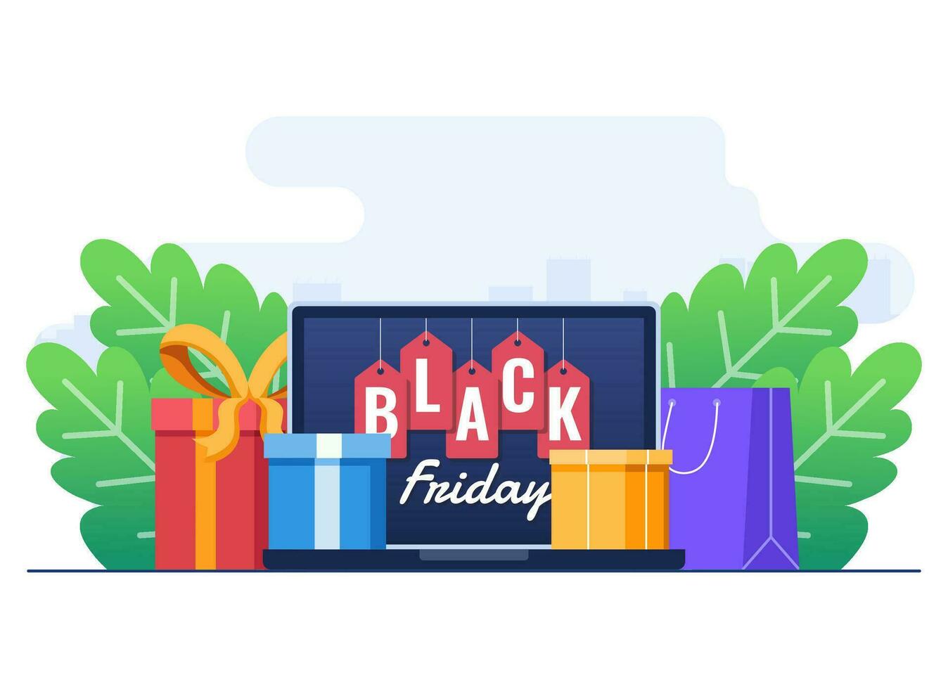 Black Friday big sale concept flat illustration vector template, Online shopping, Big promotion discount
