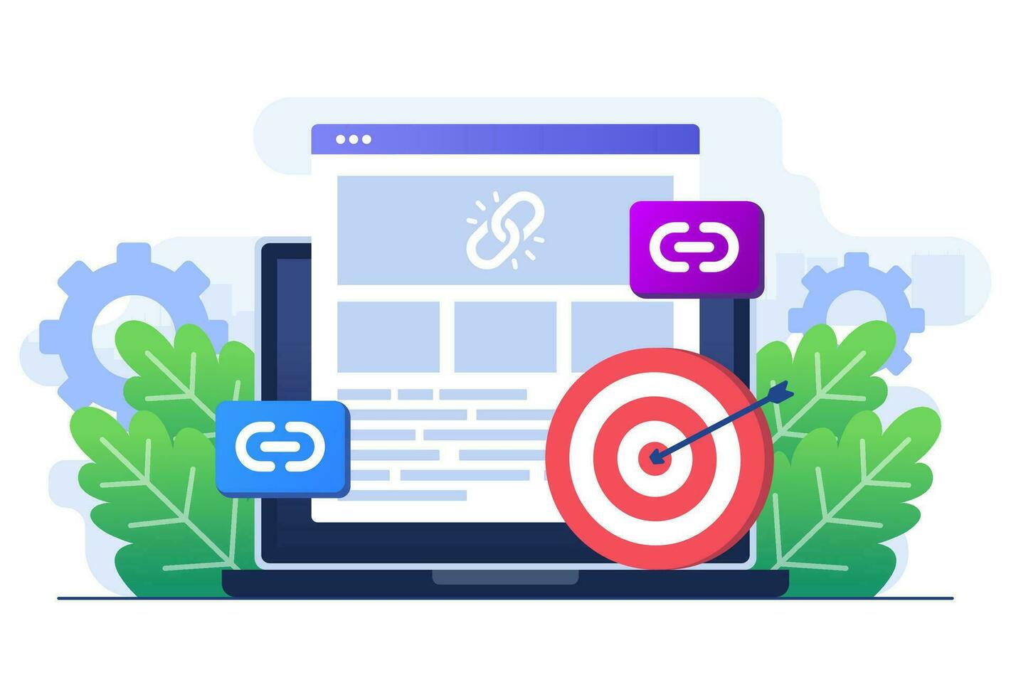 Link management concept flat illustration vector template for website banner, landing page infographic, mobile app, Search engine optimization