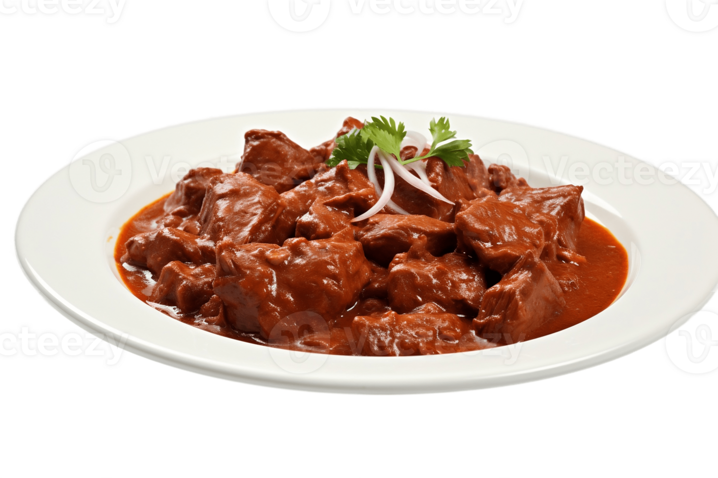 AI generated Rogan Josh on Plate with Transparent Background. AI png