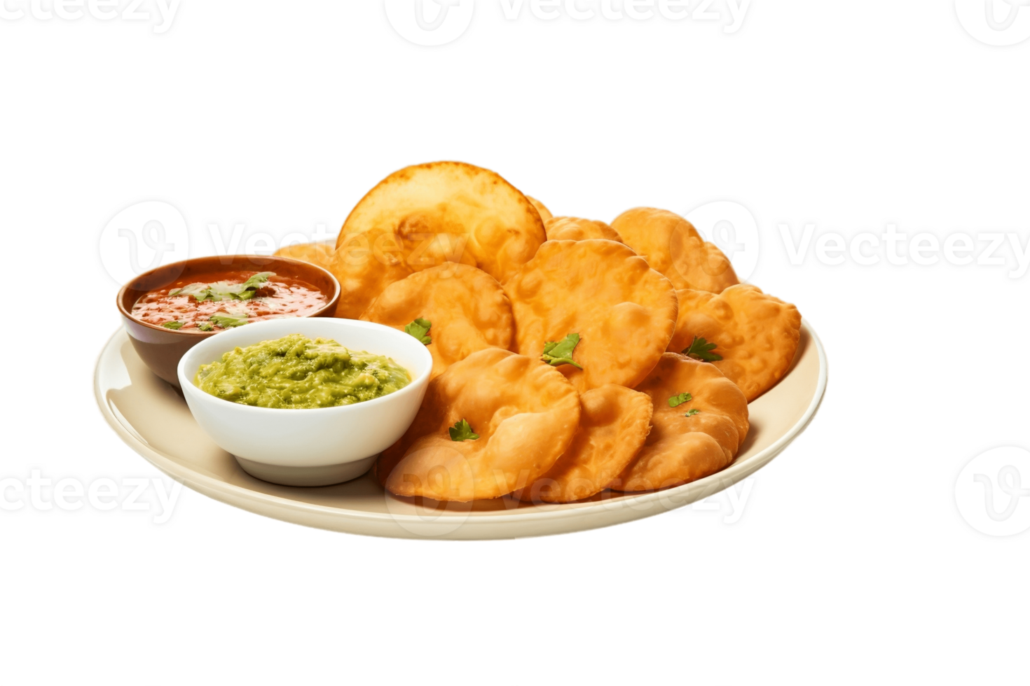 AI generated Masala Puri on Plate with Transparent Background . AI png