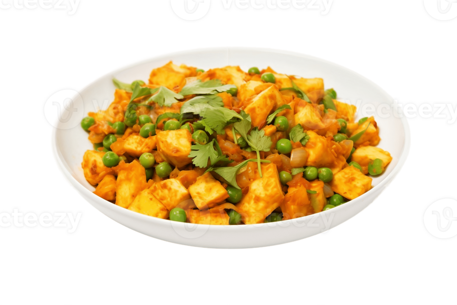 AI generated Paneer Bhurji on Plate with Transparent Background. AI png