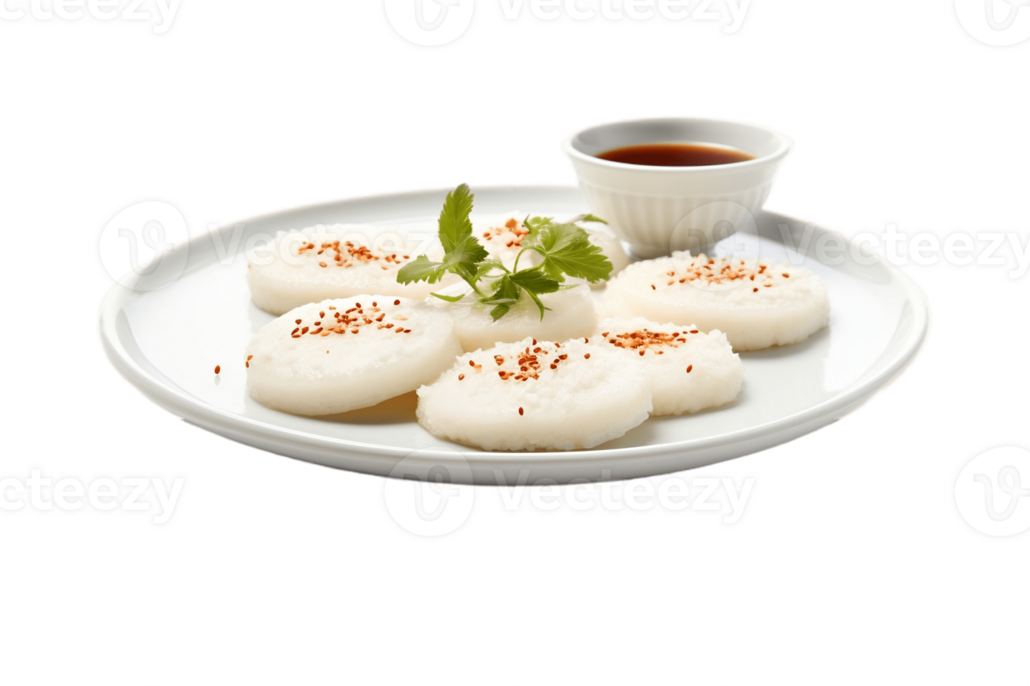 AI generated Idli on Plate with Transparent Background . AI png