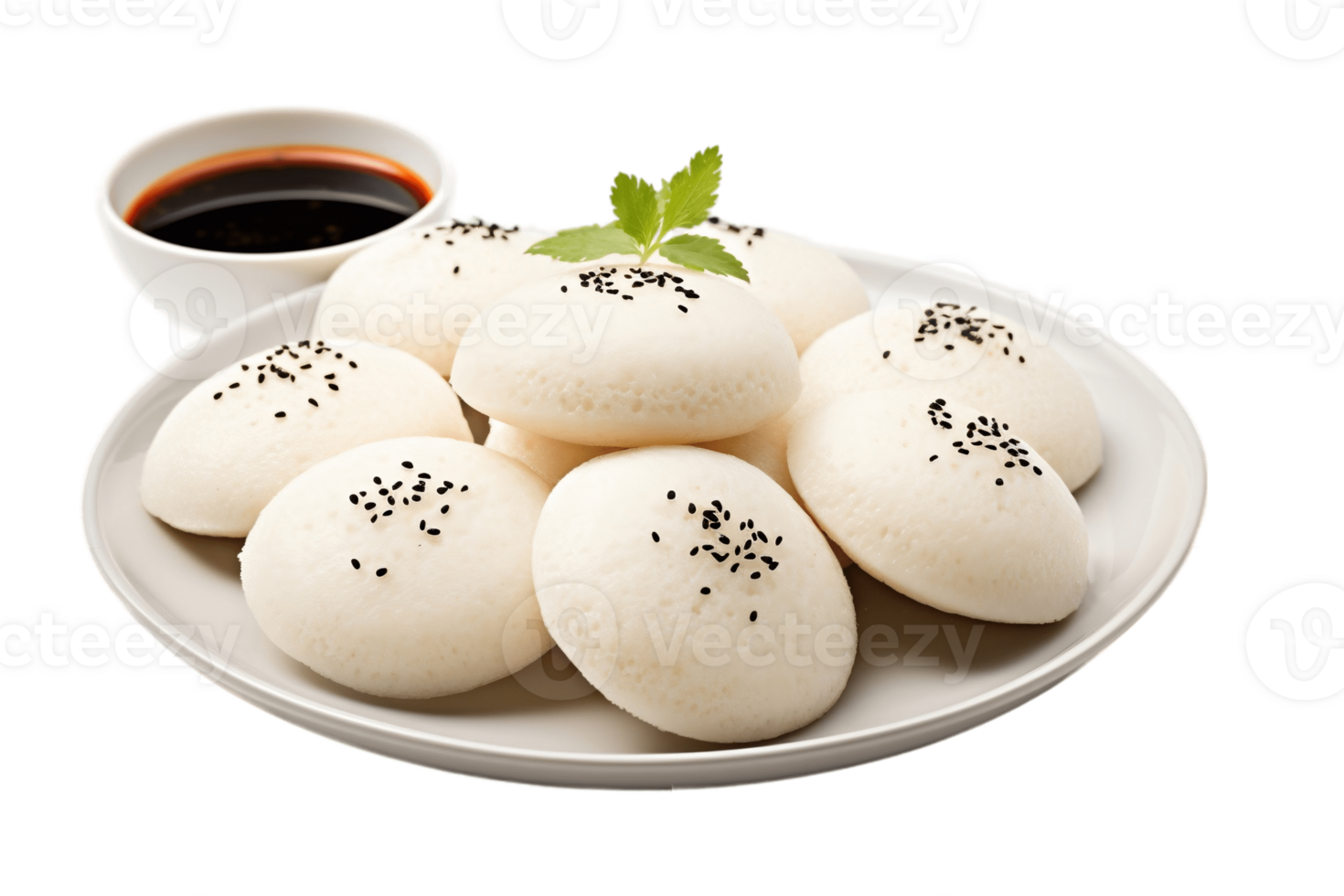 AI generated Idli on Plate with Transparent Background . AI png