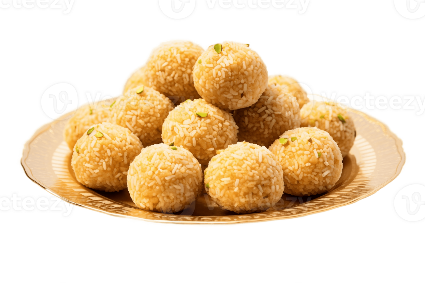 AI generated Ladoo on Plate with Transparent Background . AI png