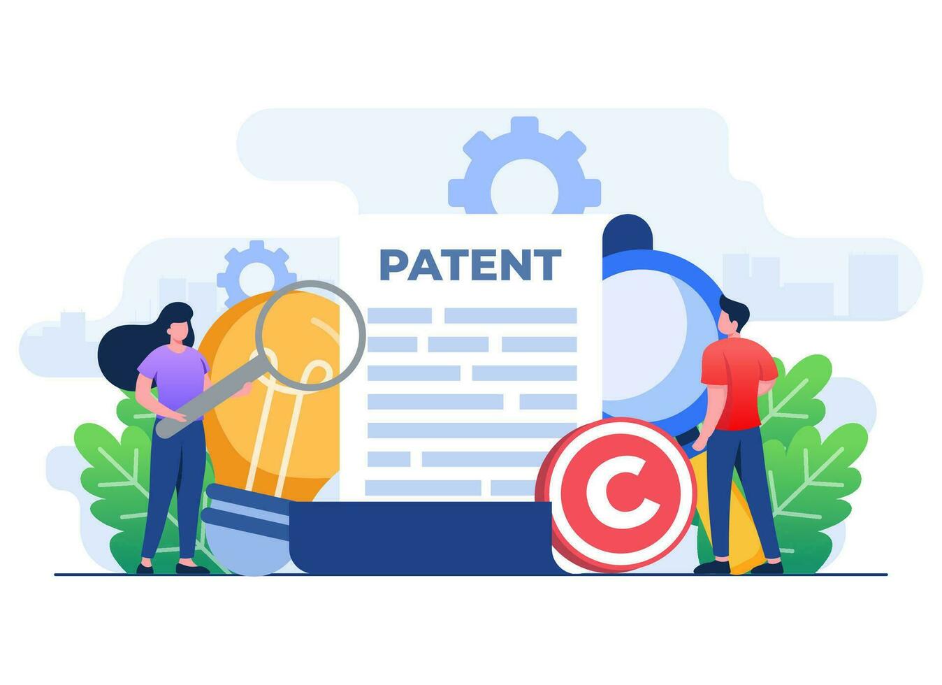 Patent law copyright flat illustration vector template, Copyright reserved, patented protection, Intellectual property concept, Copyright symbol