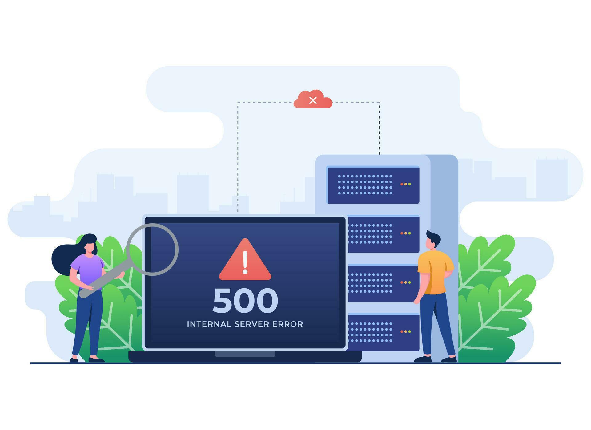 500 Internal server error concept flat illustration, Website error ...