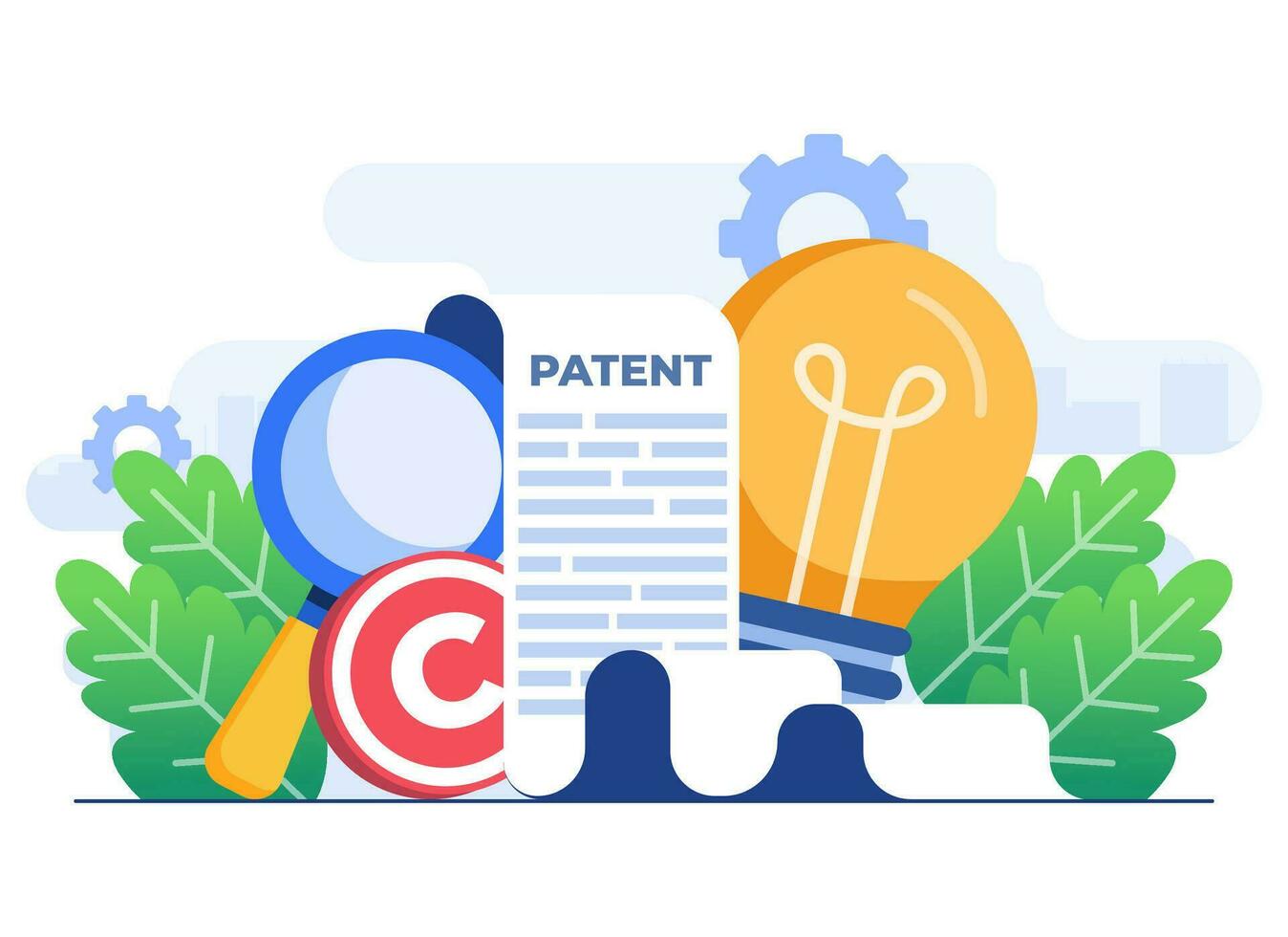 Patent law copyright flat illustration vector template, Copyright reserved, patented protection, Intellectual property concept, Copyright symbol,
