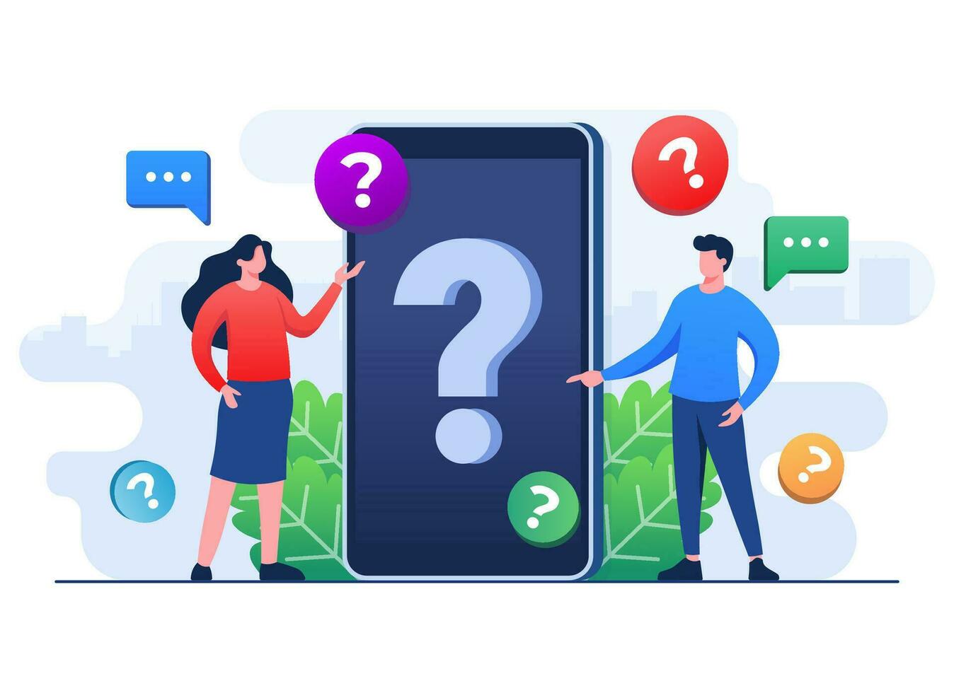 People having questions, Frequently asked questions concept flat illustration vector template, FAQ concept for landing page, mobile app, web banner, infographics