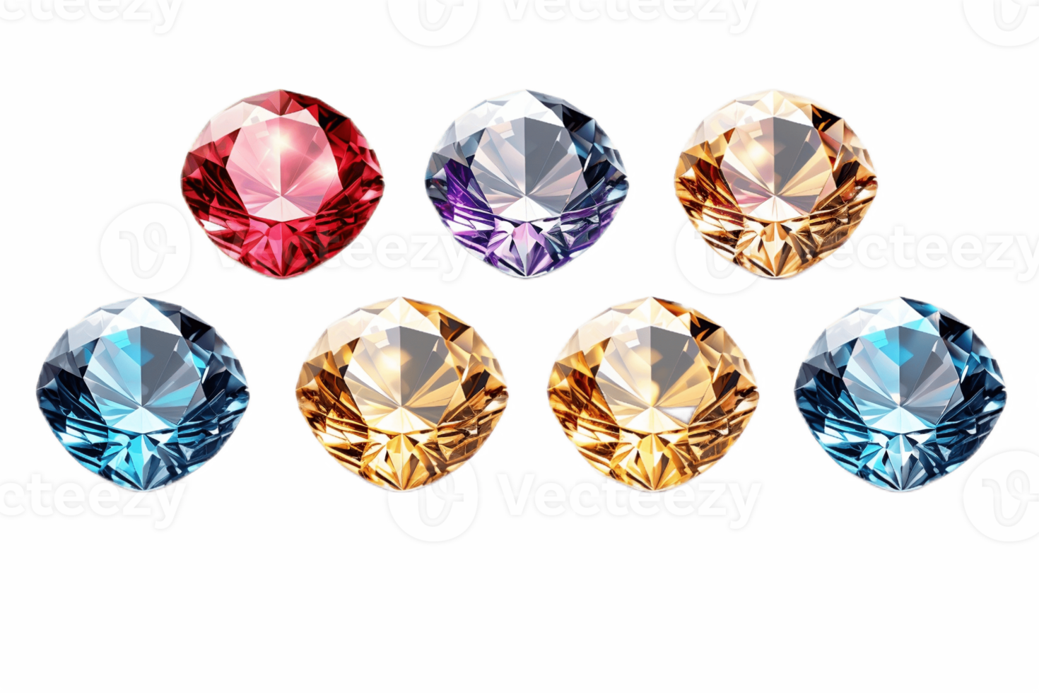 AI generated Diamond Gemstone Set with Transparent Background. AI png