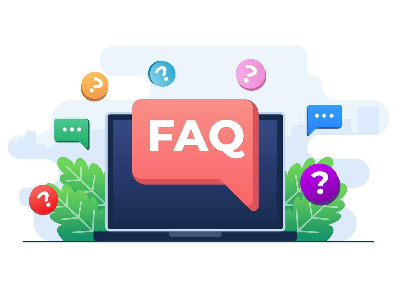 Frequently asked questions concept flat illustration vector template, Questions of answers, FAQ, QA