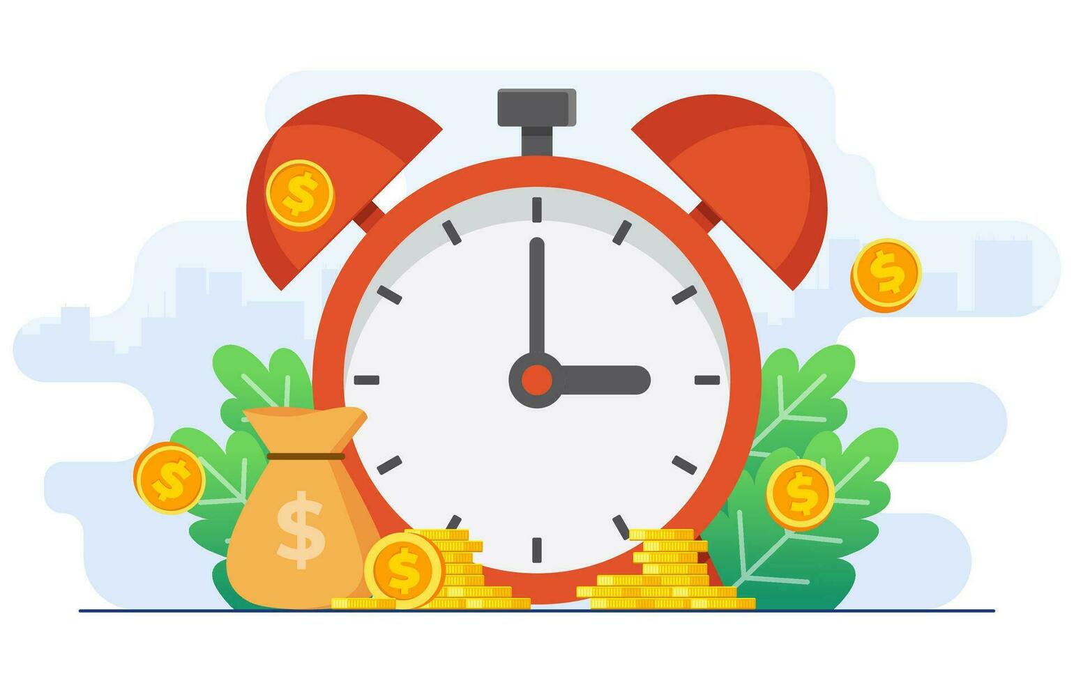 Business investments, Earning, Financial savings, Time management and deadline concept flat illustration vector template,