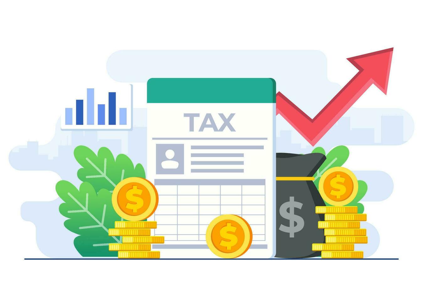 Financial charges, Obligatory payment calculation, Tax report, Personal income tax, Taxation, Financial management vector