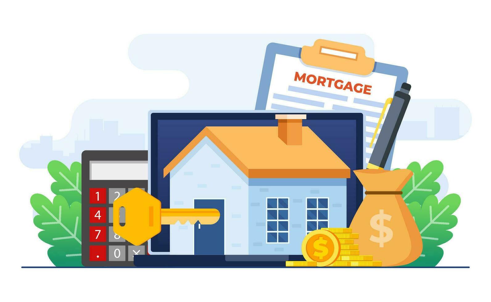 Online home loans concept flat vector illustration template, Buy