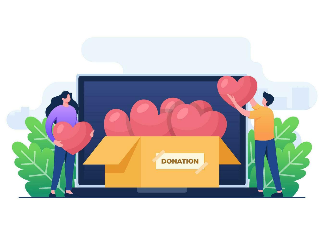 Online donation concept flat illustration concept vector template, Financial support and fundraising concept, Nonprofit organization, Supporting and giving help, Volunteering, Social support