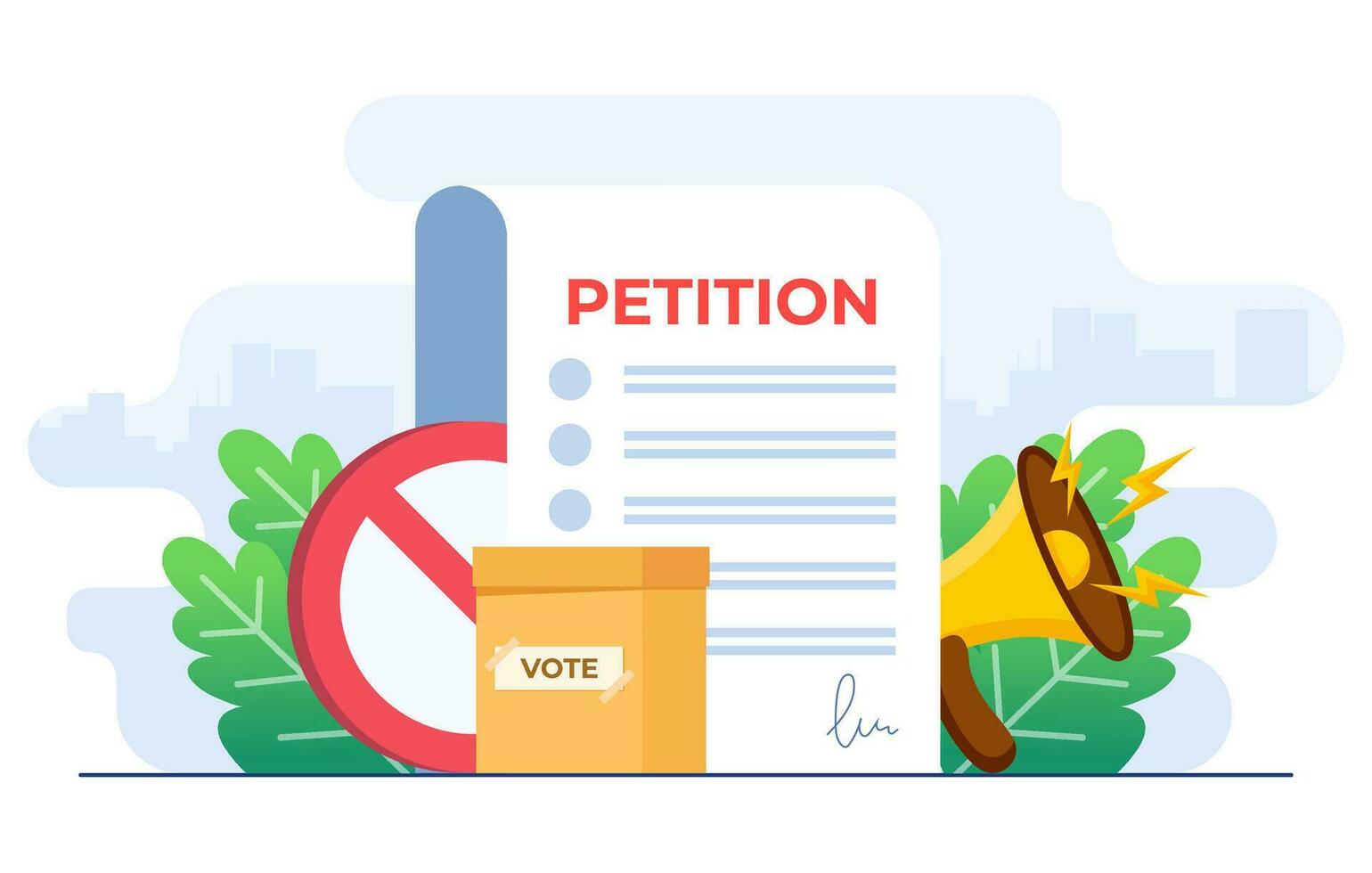 Petition concept flat illustration vector template, Petition form, Making choice, balloting Paper, Democracy, Public appeal document, Complaint