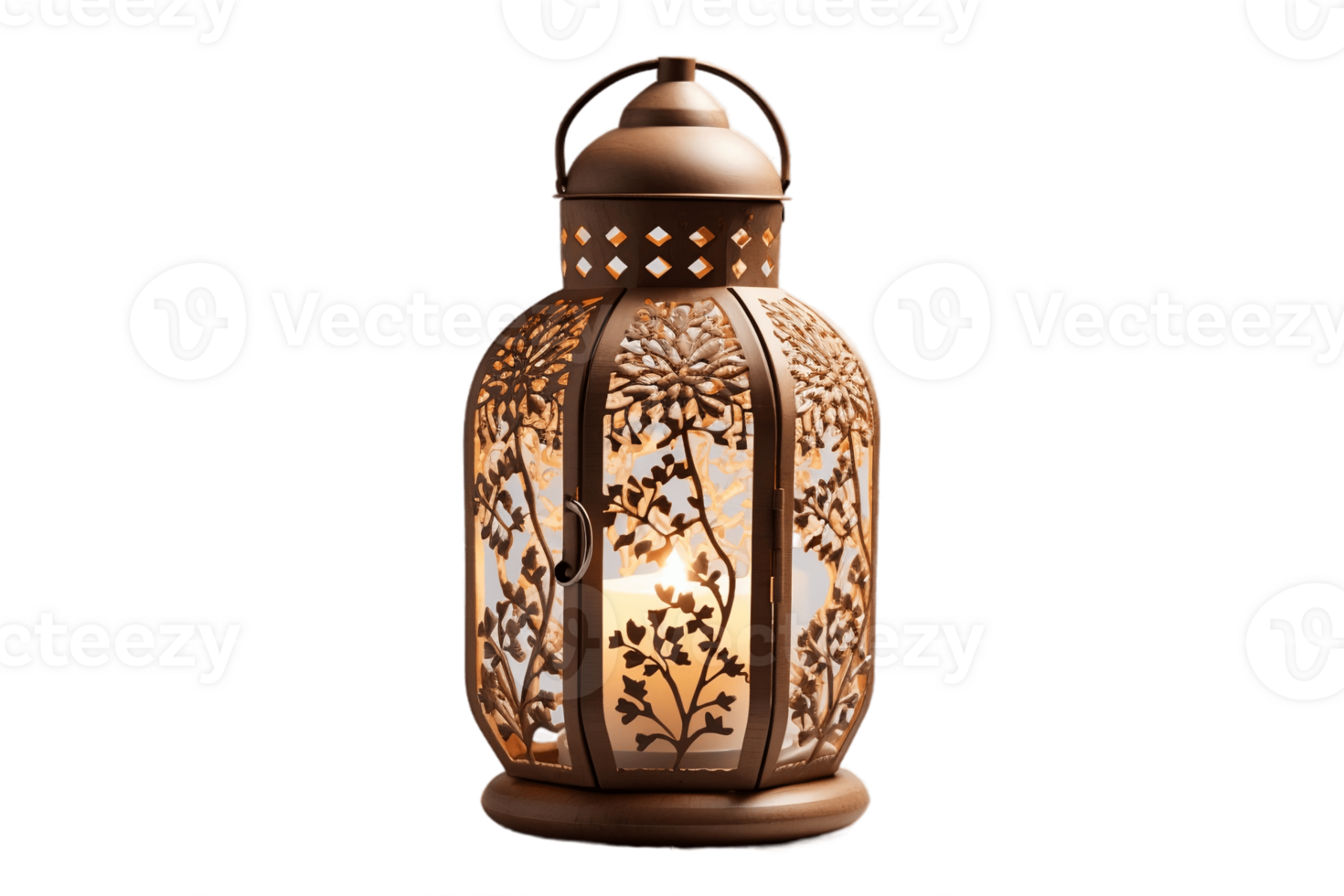 AI generated Rustic Lantern with Intricate Patterns on Transparent Background. AI png