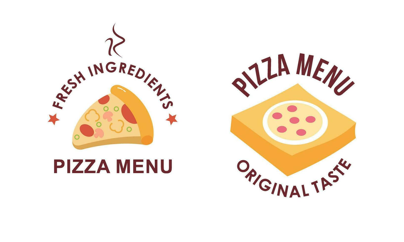 Pizza logo, íconos y diseño elementos para pizzería vector