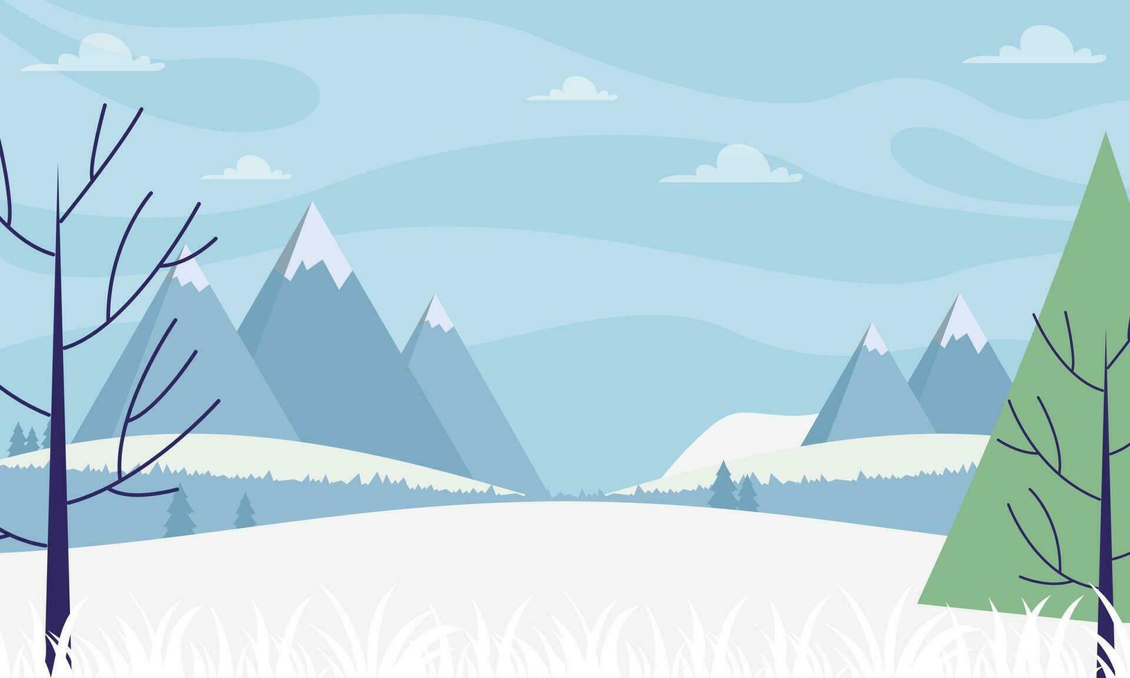 invierno paisaje antecedentes. plano vector ilustración