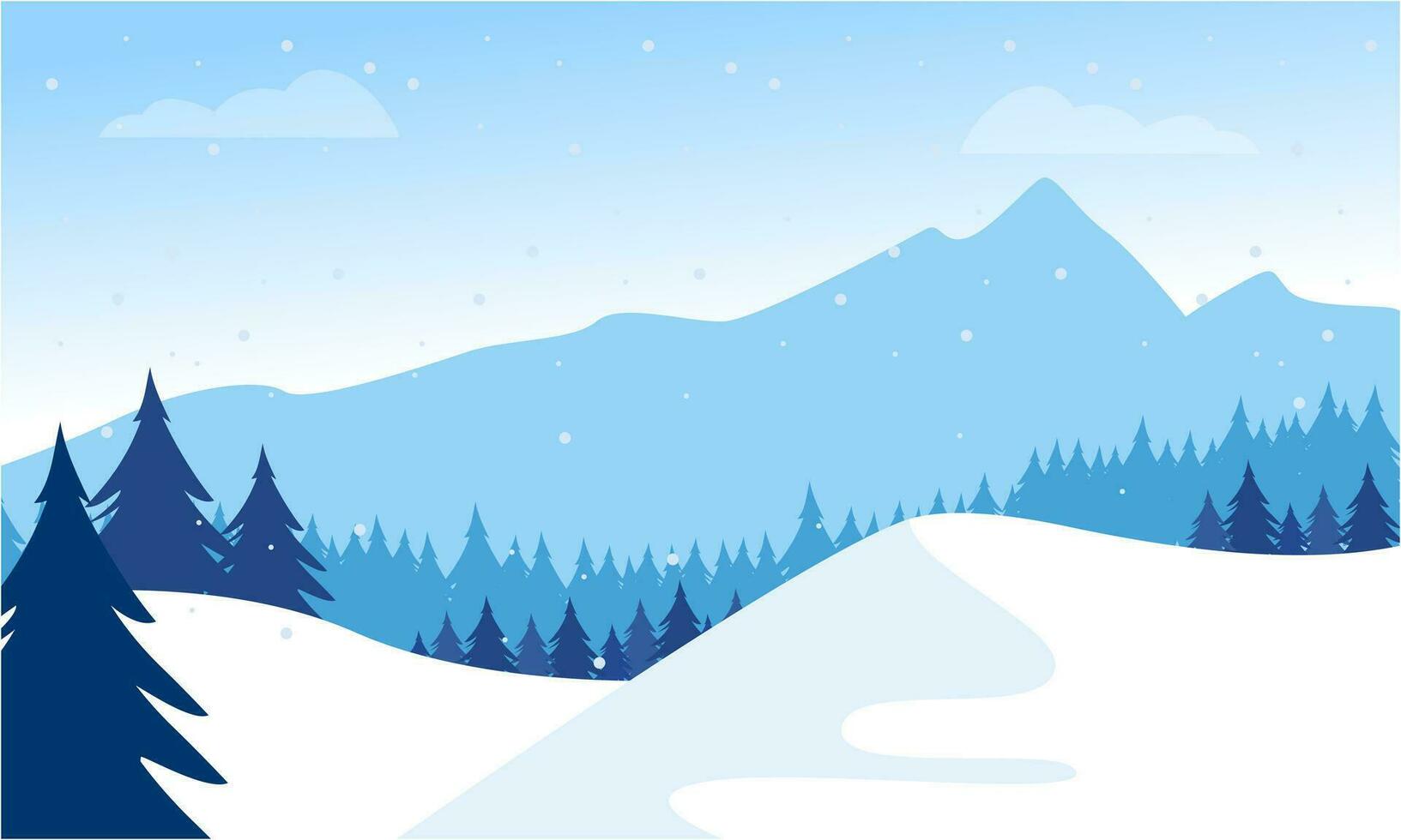Winter Landscape Background. Flat Vector Illustration