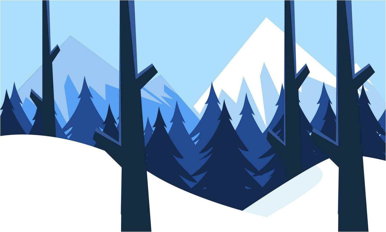 Winter Landscape Background. Flat Vector Illustration