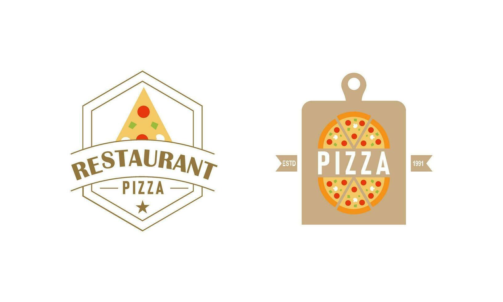 Pizza logo, icons and design elements for pizzeria vector
