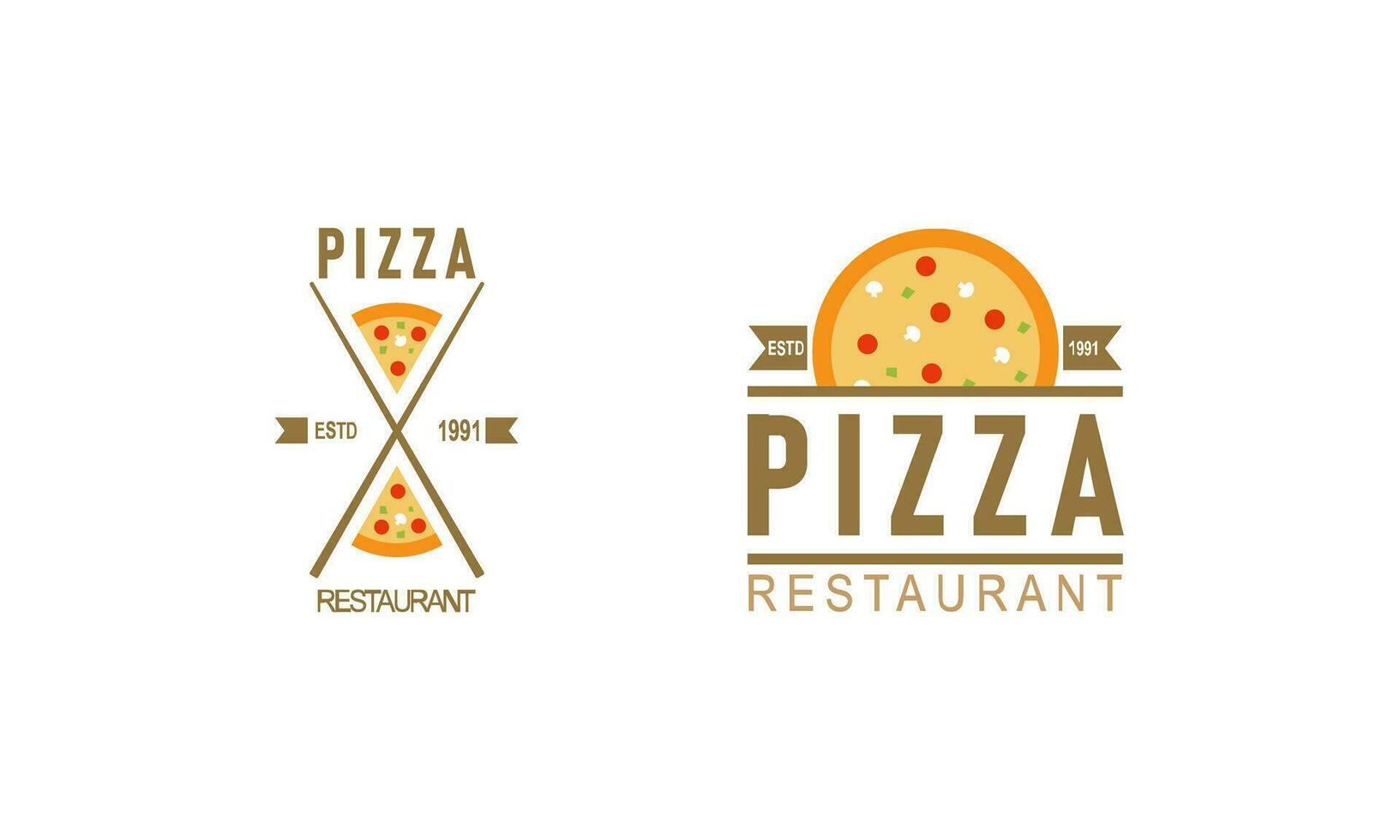 Pizza logo, íconos y diseño elementos para pizzería vector