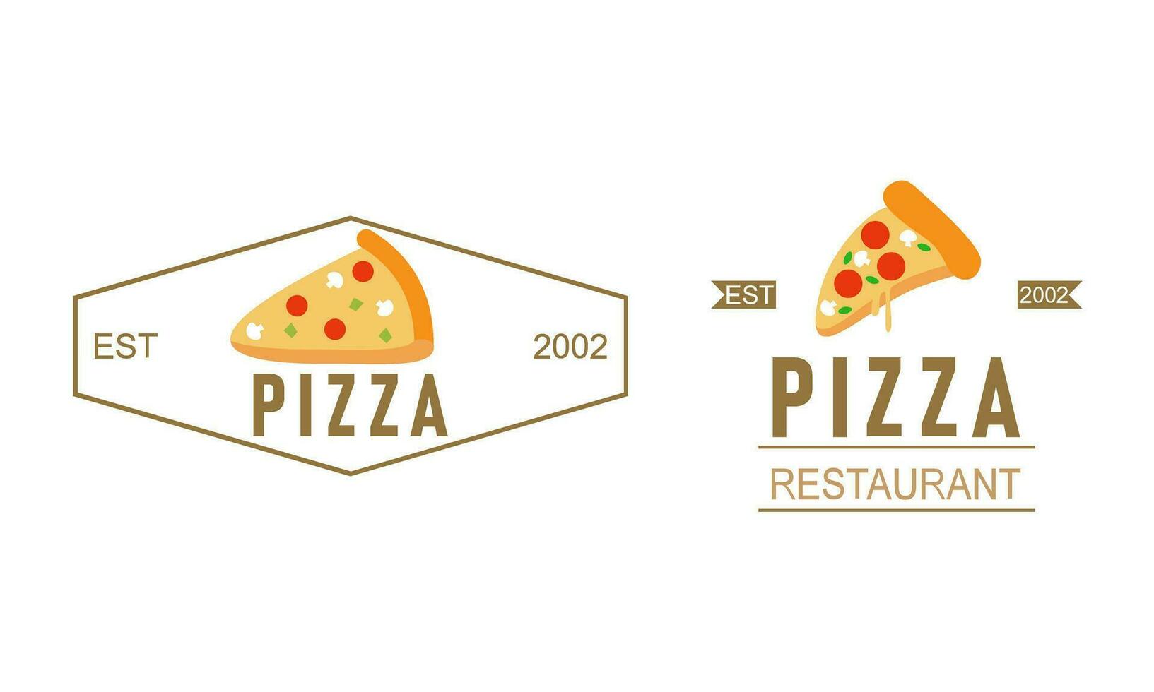 Pizza logo, íconos y diseño elementos para pizzería vector