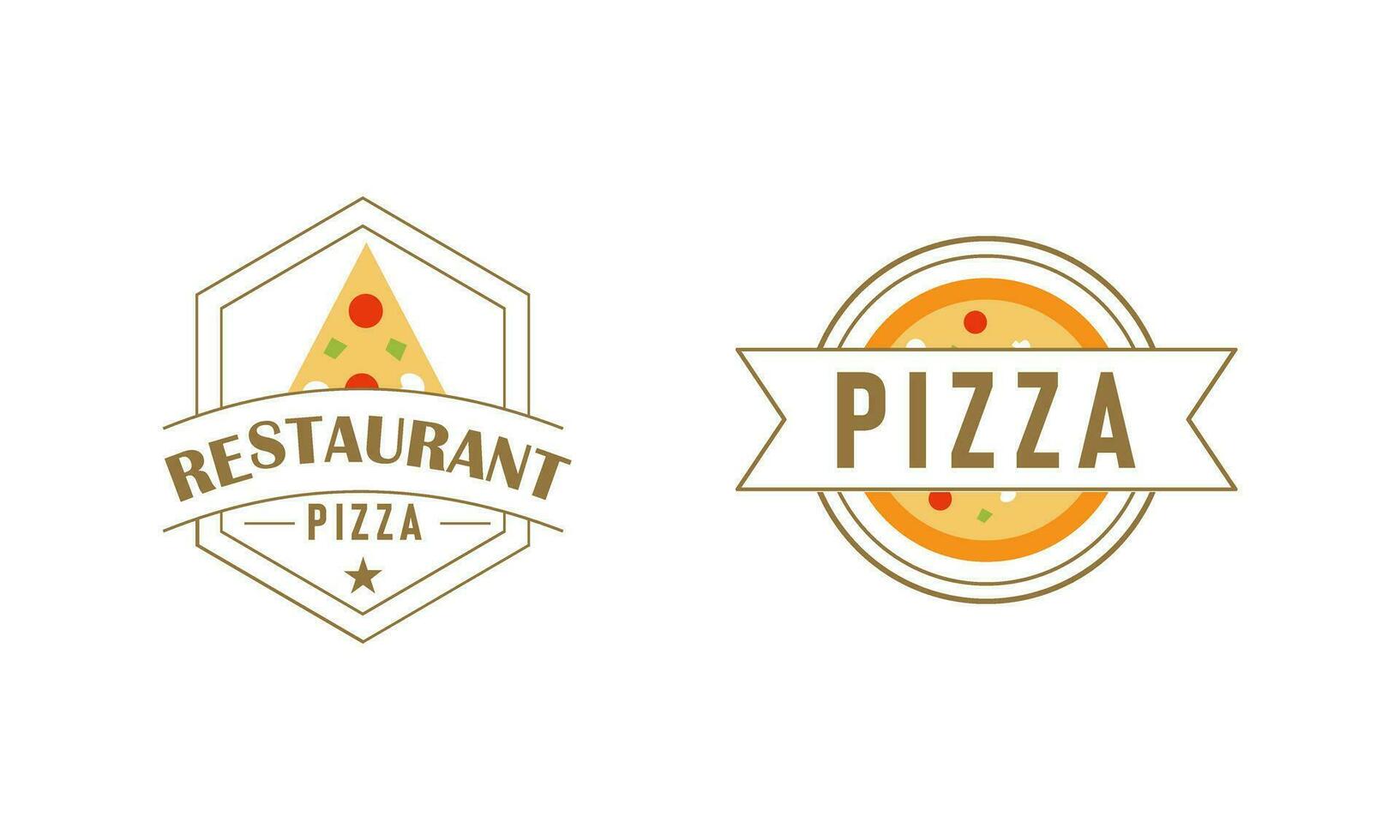 Pizza logo, íconos y diseño elementos para pizzería vector