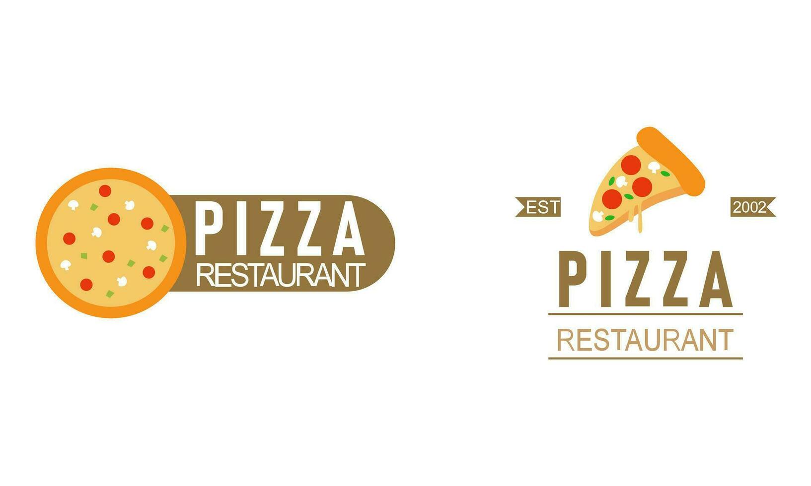 Pizza logo, íconos y diseño elementos para pizzería vector