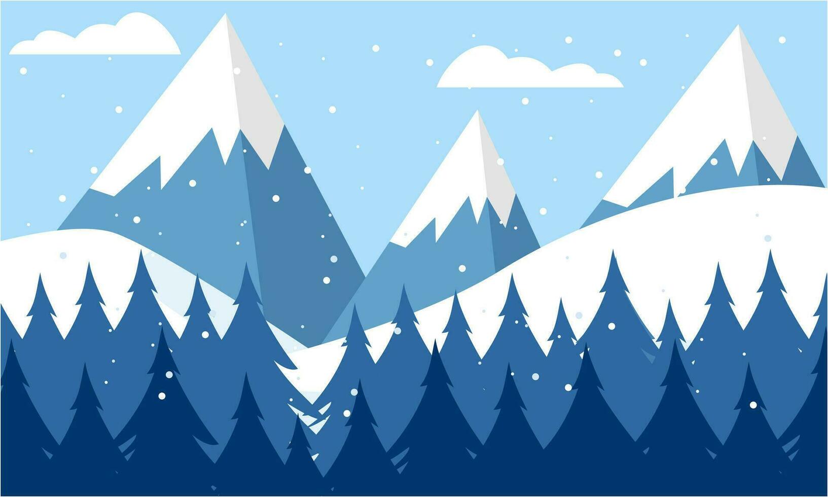 Winter Landscape Background. Flat Vector Illustration