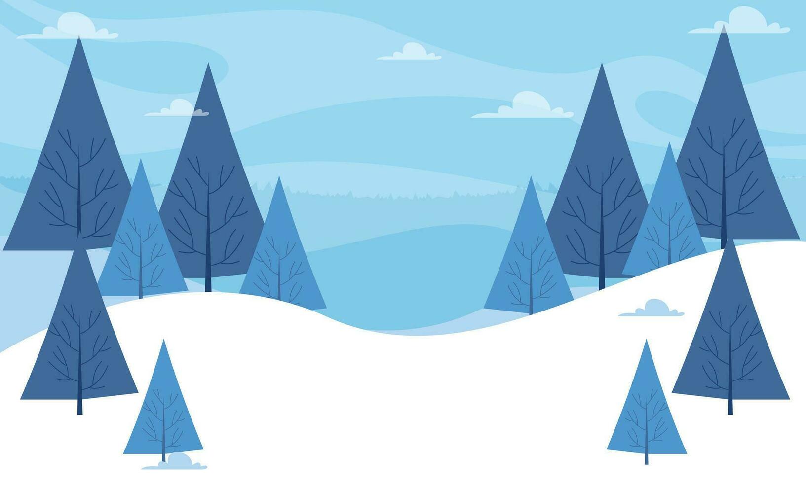 invierno paisaje antecedentes. plano vector ilustración