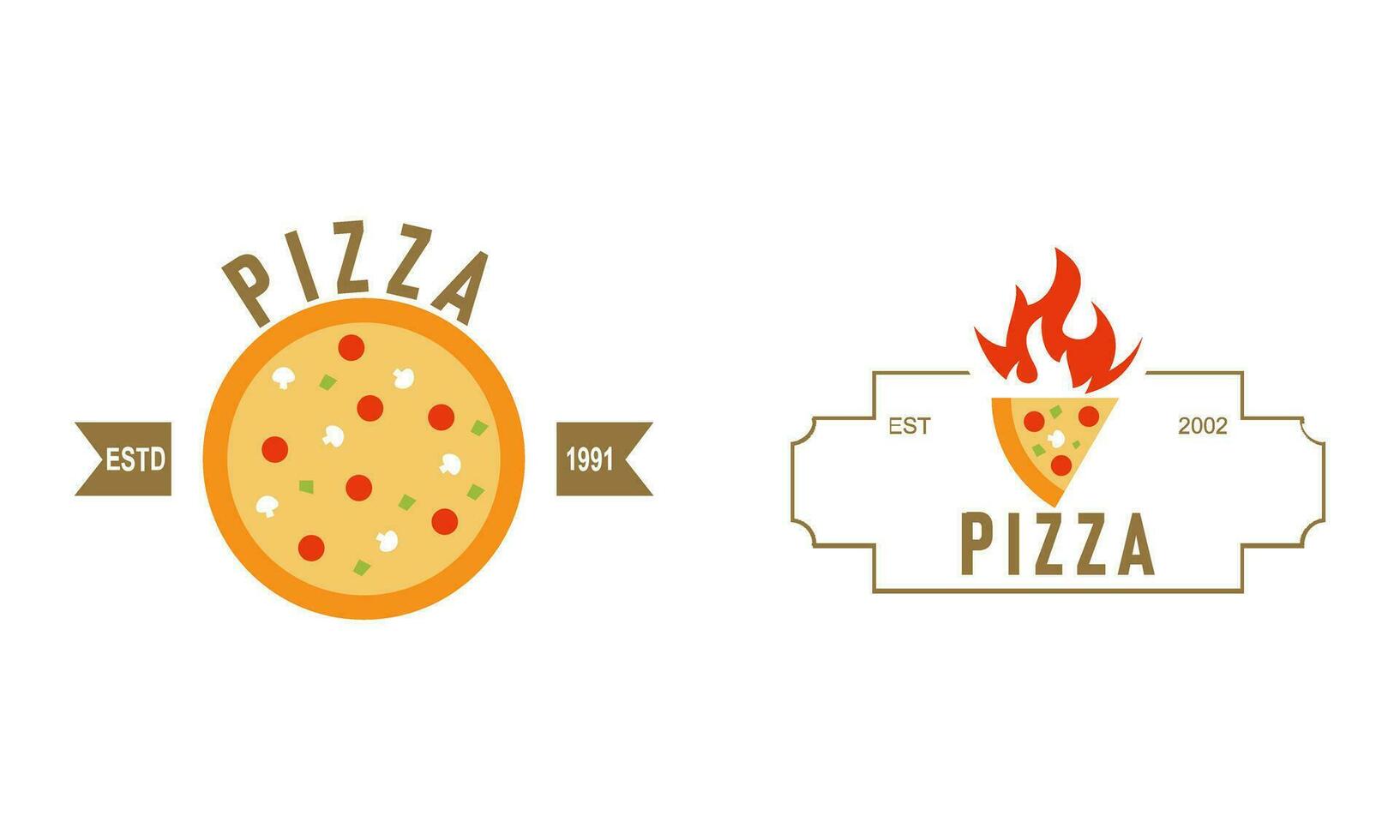 Pizza logo, íconos y diseño elementos para pizzería vector