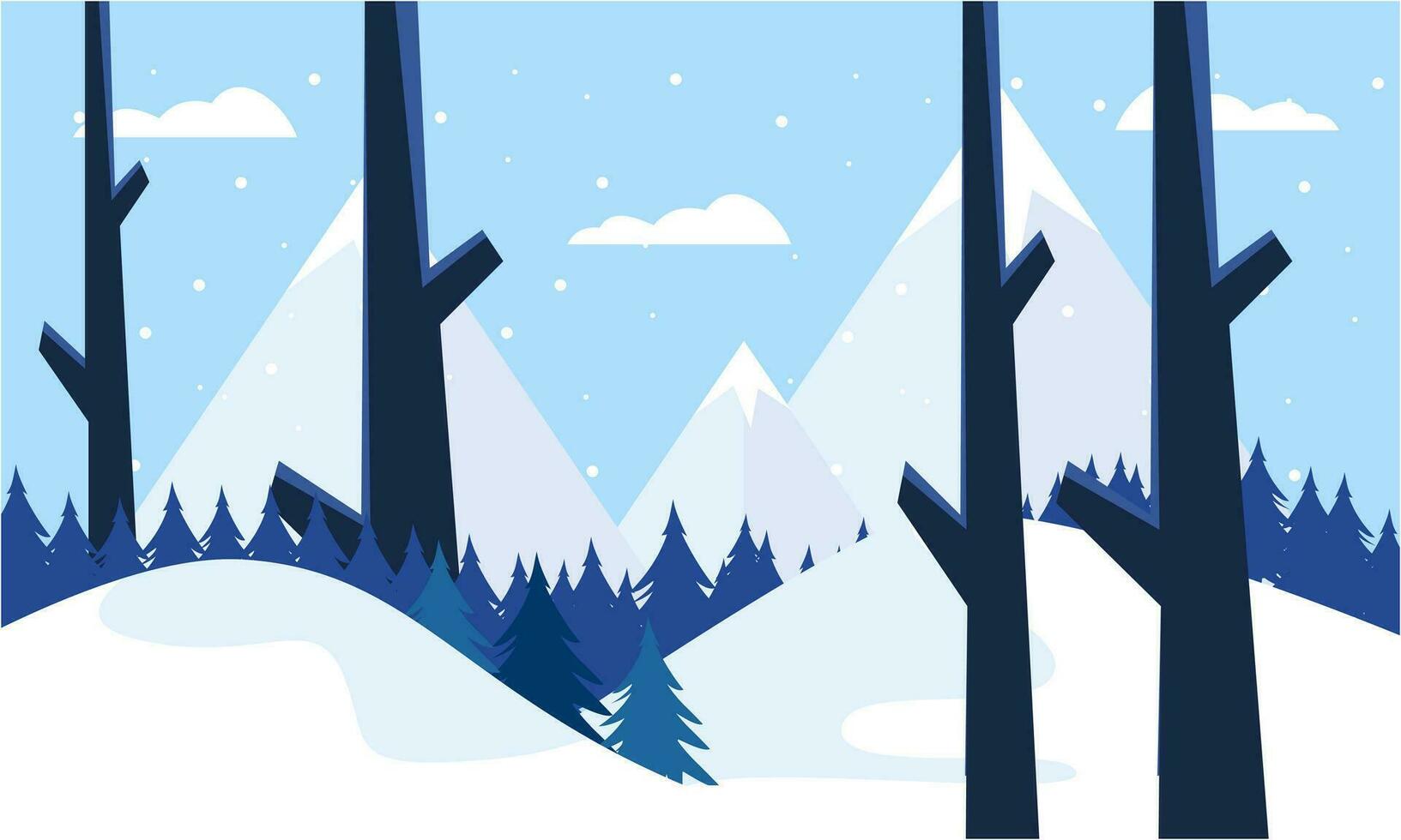 invierno paisaje antecedentes. plano vector ilustración