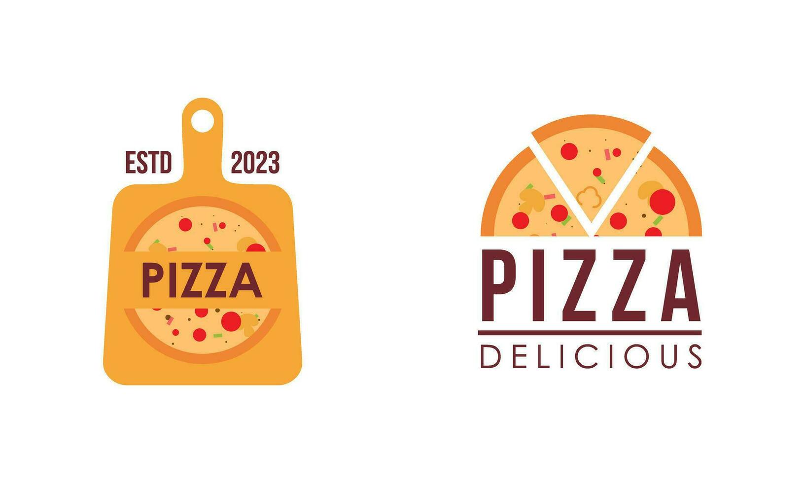 Pizza logo, icons and design elements for pizzeria vector