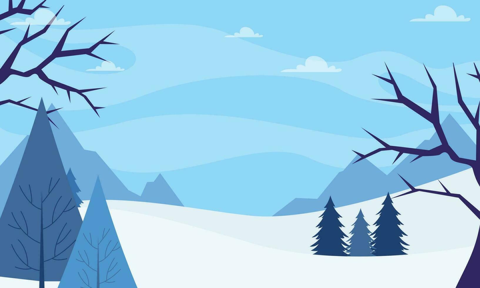 Winter Landscape Background. Flat Vector Illustration
