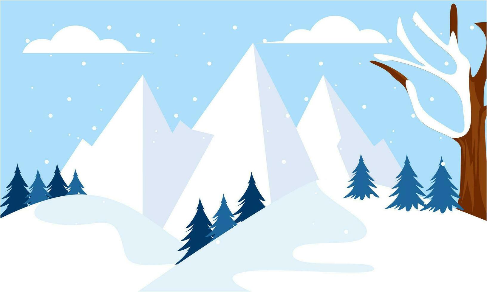 Winter Landscape Background. Flat Vector Illustration