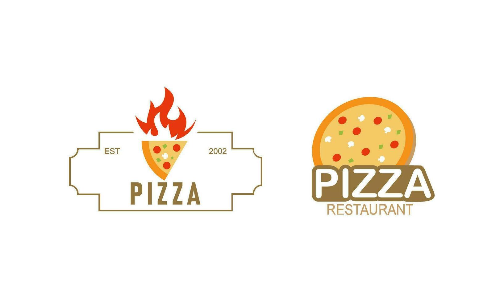 Pizza logo, íconos y diseño elementos para pizzería vector