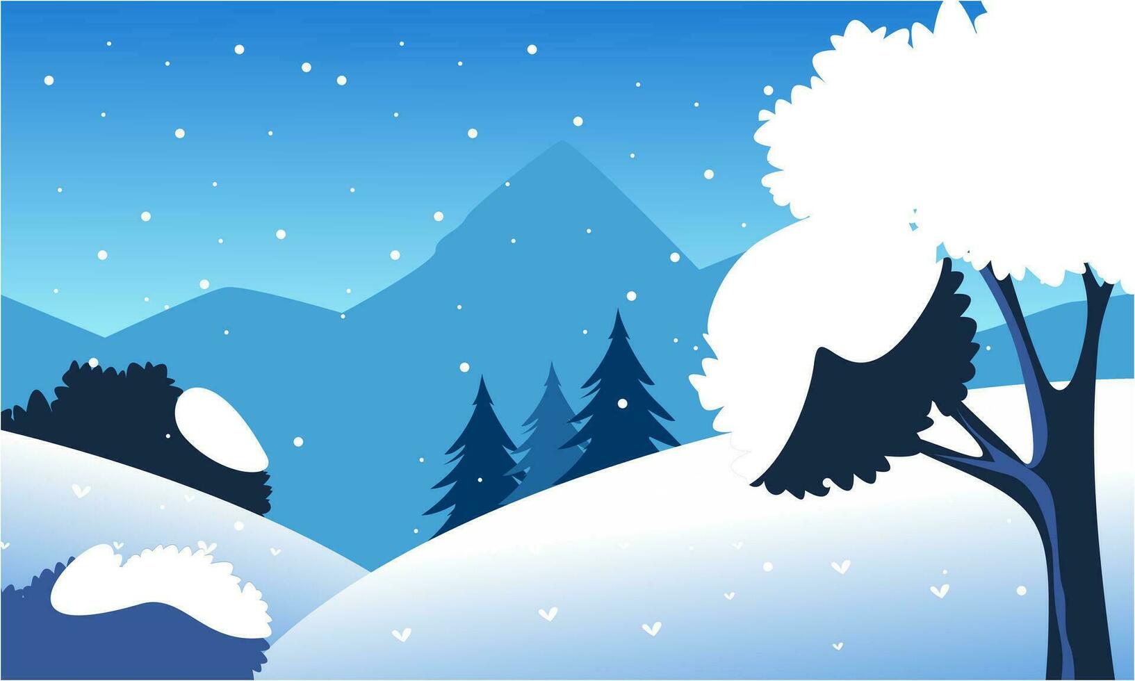 Winter Landscape Background. Flat Vector Illustration