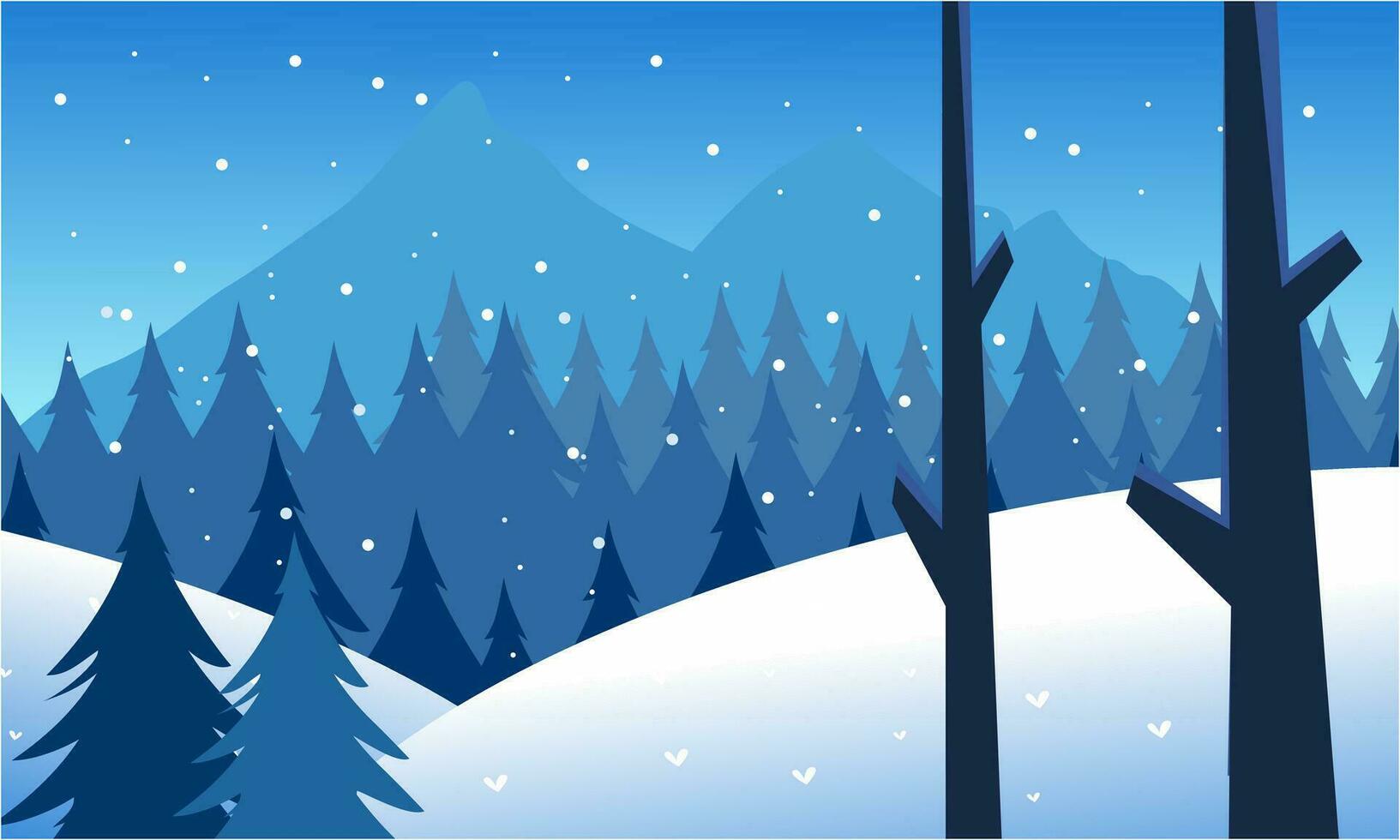 Winter Landscape Background. Flat Vector Illustration