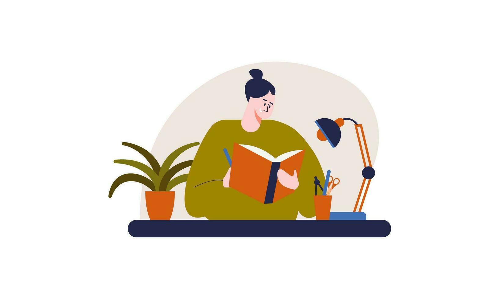 Girl writing in journal or diary of illustration vector