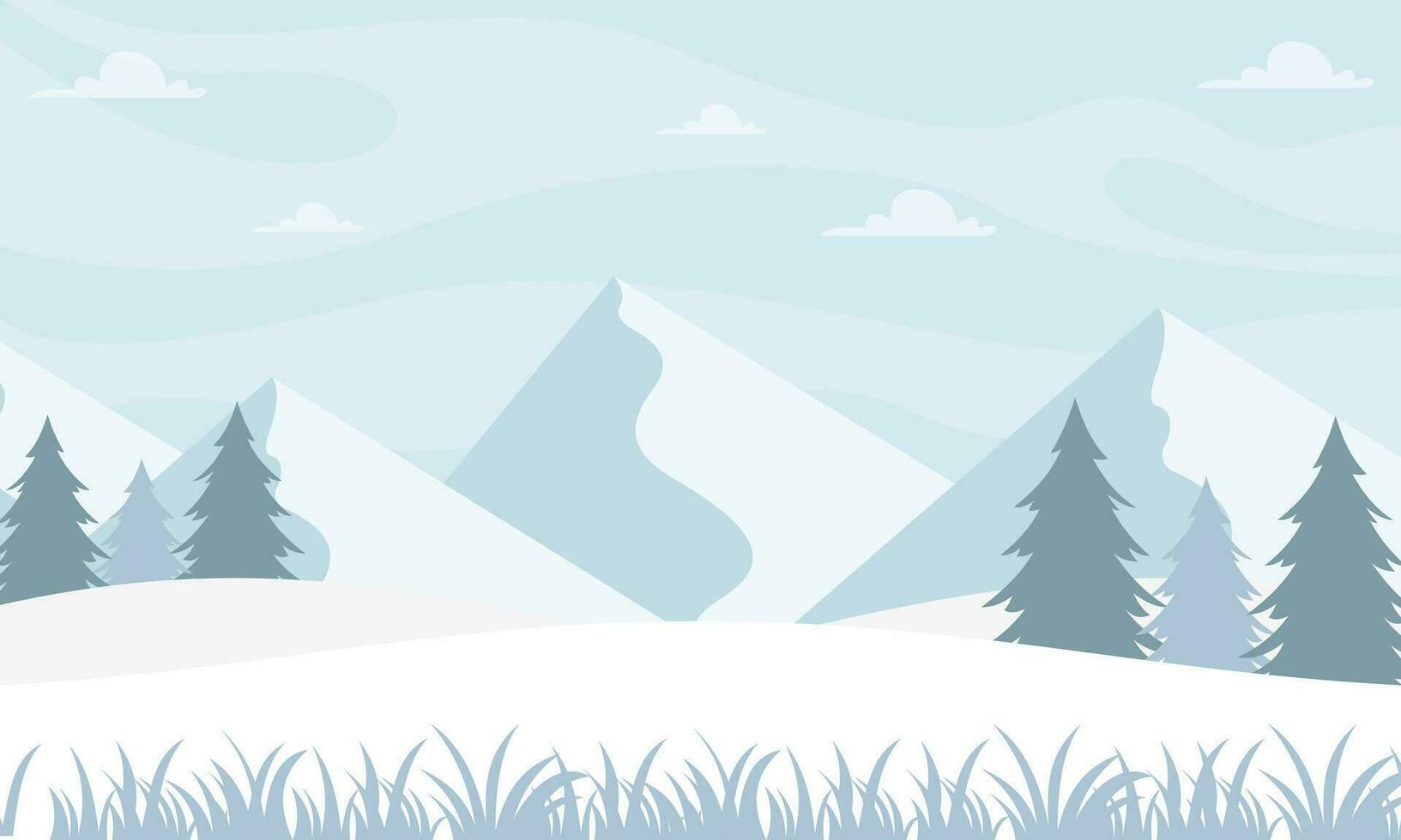 Winter Landscape Background. Flat Vector Illustration