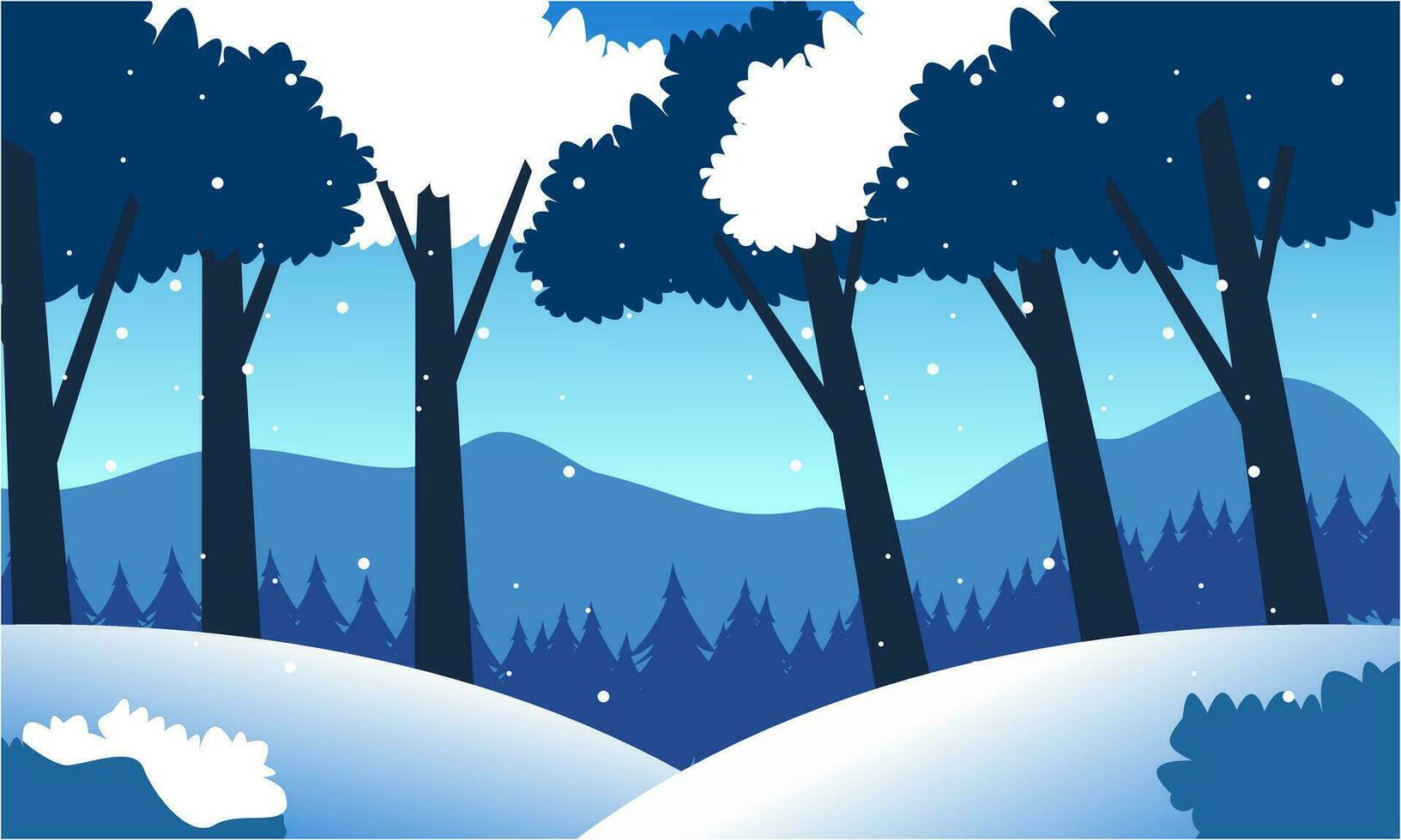 Winter Landscape Background. Flat Vector Illustration