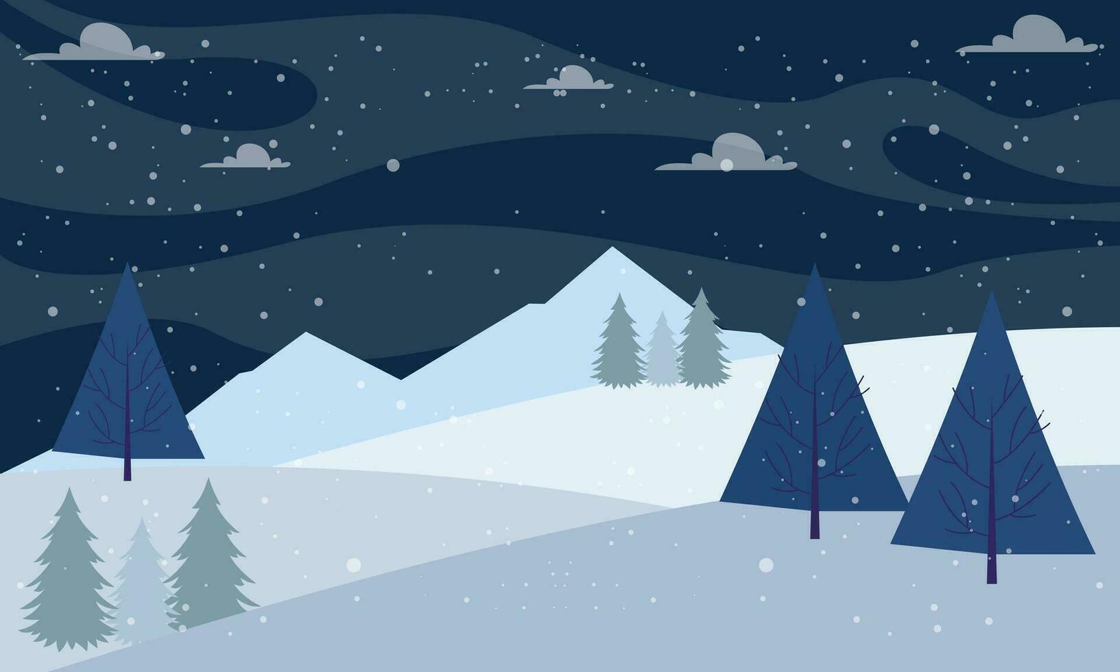 Winter Landscape Background. Flat Vector Illustration