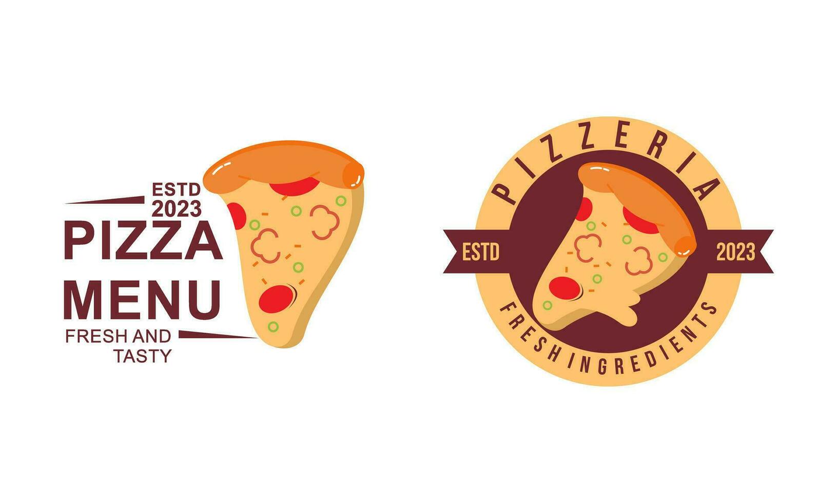 Pizza logo, icons and design elements for pizzeria vector