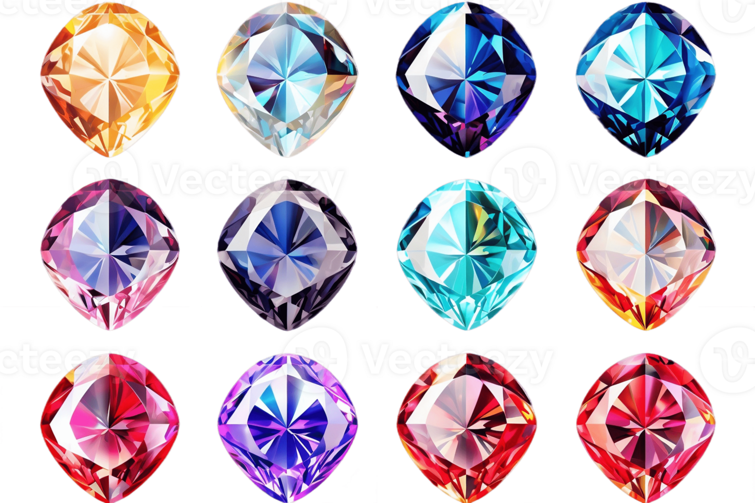 AI generated Diamond Gemstone Set with Transparent Background. AI png