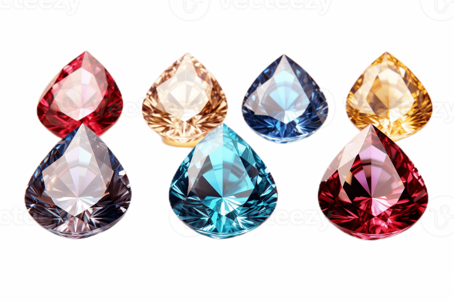 AI generated Diamond Gemstone Set with Transparent Background. AI png